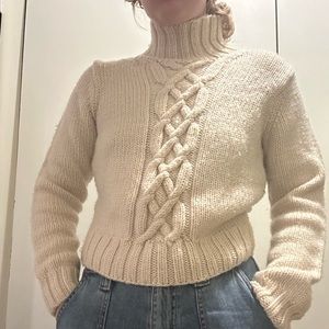 cream colored wool turtleneck sweater!